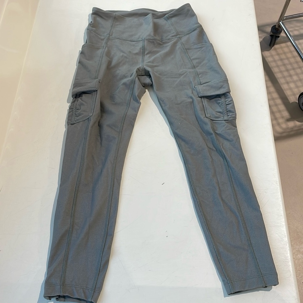 High-Rise Cargo Leggings in Olive Gray - Picture 4 of 9